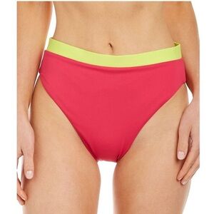 Andie neon pink and yellow high waisted swim bottoms